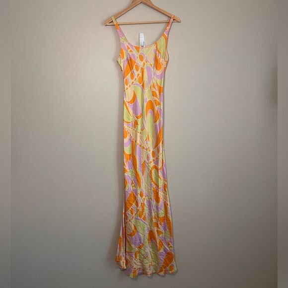 Delfi Collective Donna Multicolor Psychedelic Slip Dress Maxi Size Small - Picture 4 of 9